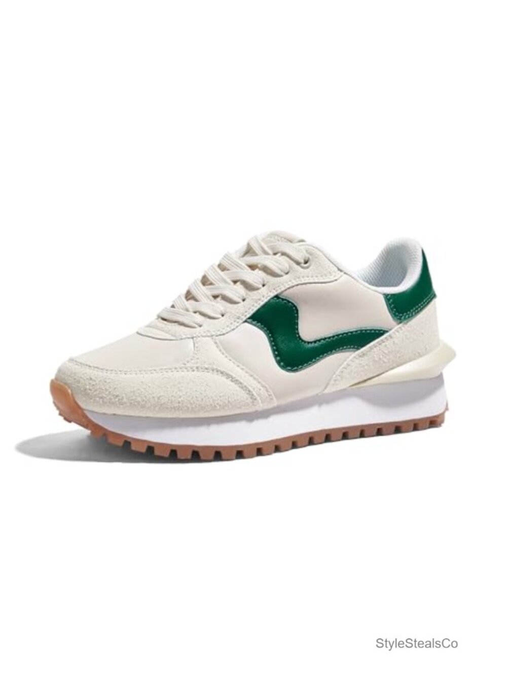 LUCKY STEP Women Platform Fashion Retro Walking Sneakers Faux Leather